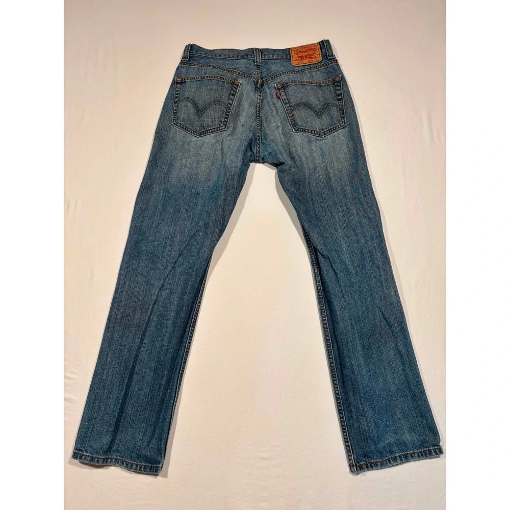 Levis 505 Regular Fit Jeans Mens W32 L32 Medium Wash Distressed Straight Leg
